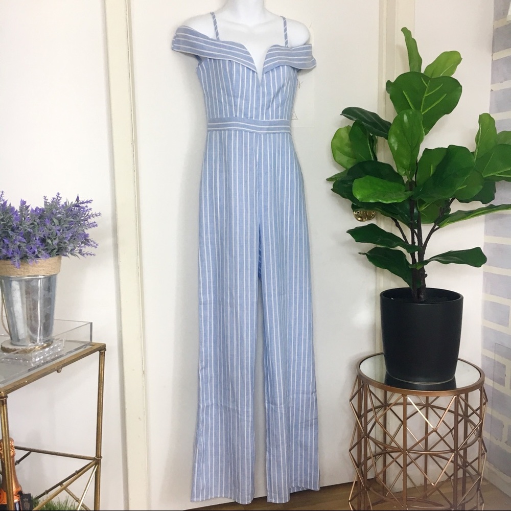Light Blue Pinstripe Jumpsuit